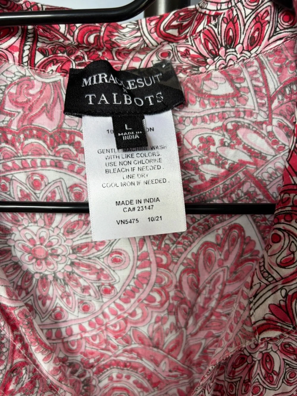 Talbots Pink & White Paisley Button-Front Cover Up